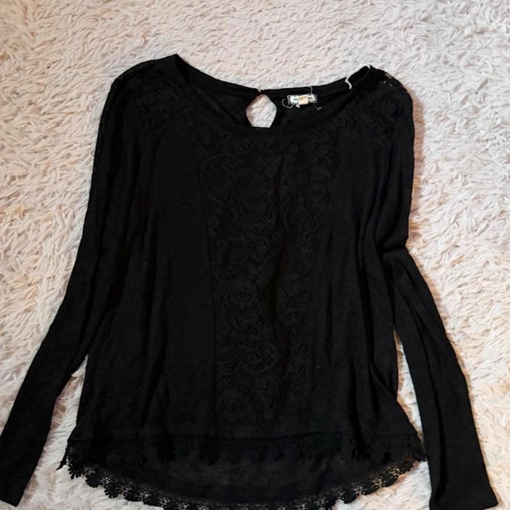 Cottage Core Whimsygoth Dark Lace Floral Casual High Low Top Womens M Gothic